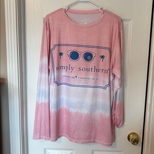 Simply Southern Pink and White Tie-Dye Long Sleeve